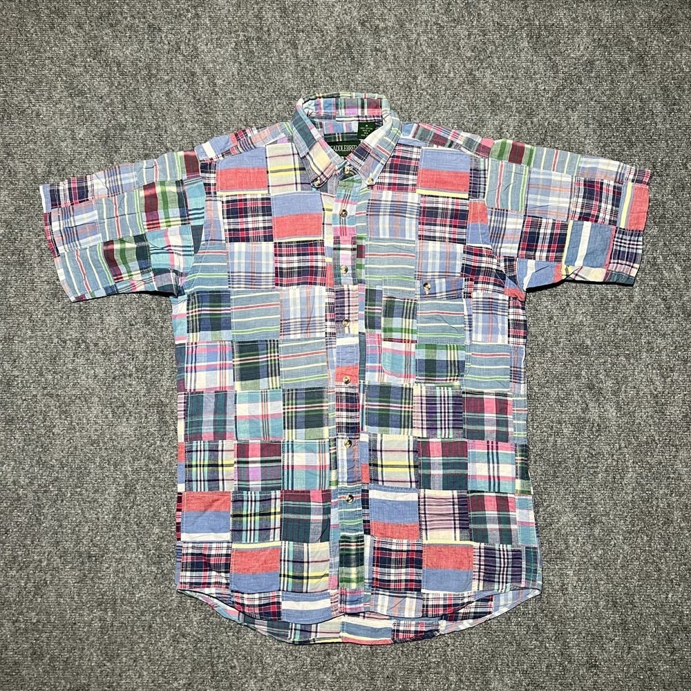 Saddlebred Multicolor Cotton Patchwork Madras Pla… - image 1